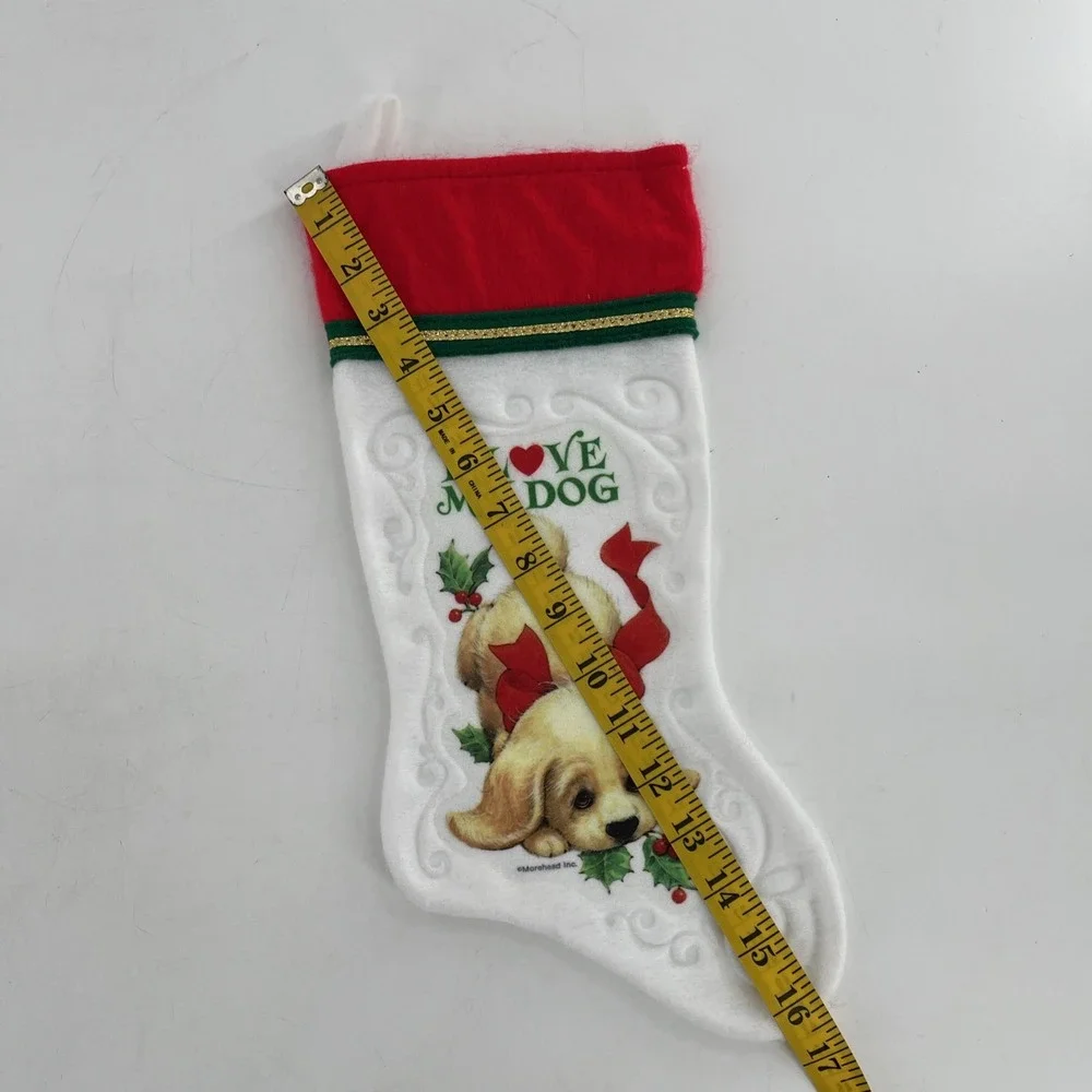 7 Felt 80s Christmas Stockings Morehead Santas Best Puppy Kitten Snowman Teddy‎